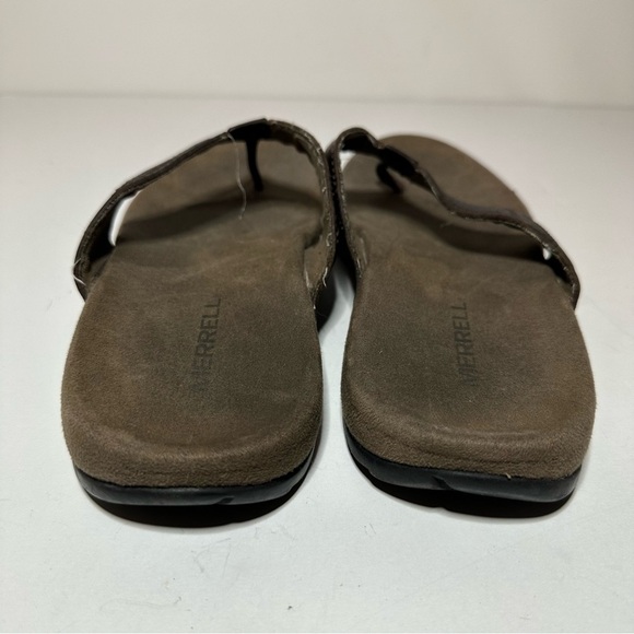 Merrell Mens Flip Flops Size 7 Brown Leather (J598617) (121 Box 15) - Picture 7 of 10